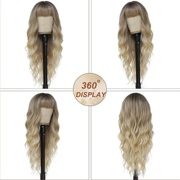Women's 26 Inch Blonde Long Natural Looking Heat Resistant Synthetic Wig